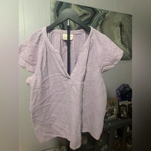 Universal Thread Lavender Purple V-Neck Cap Sleeve Cotton Top – Size L
